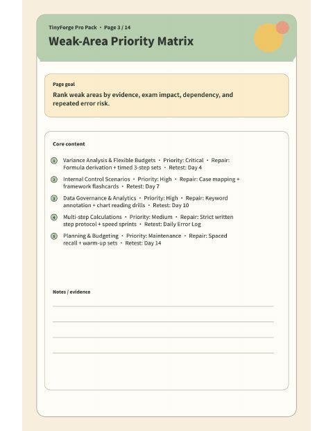 14-Day Exam Retake Recovery Plan Weak-Area Priority Matrix preview