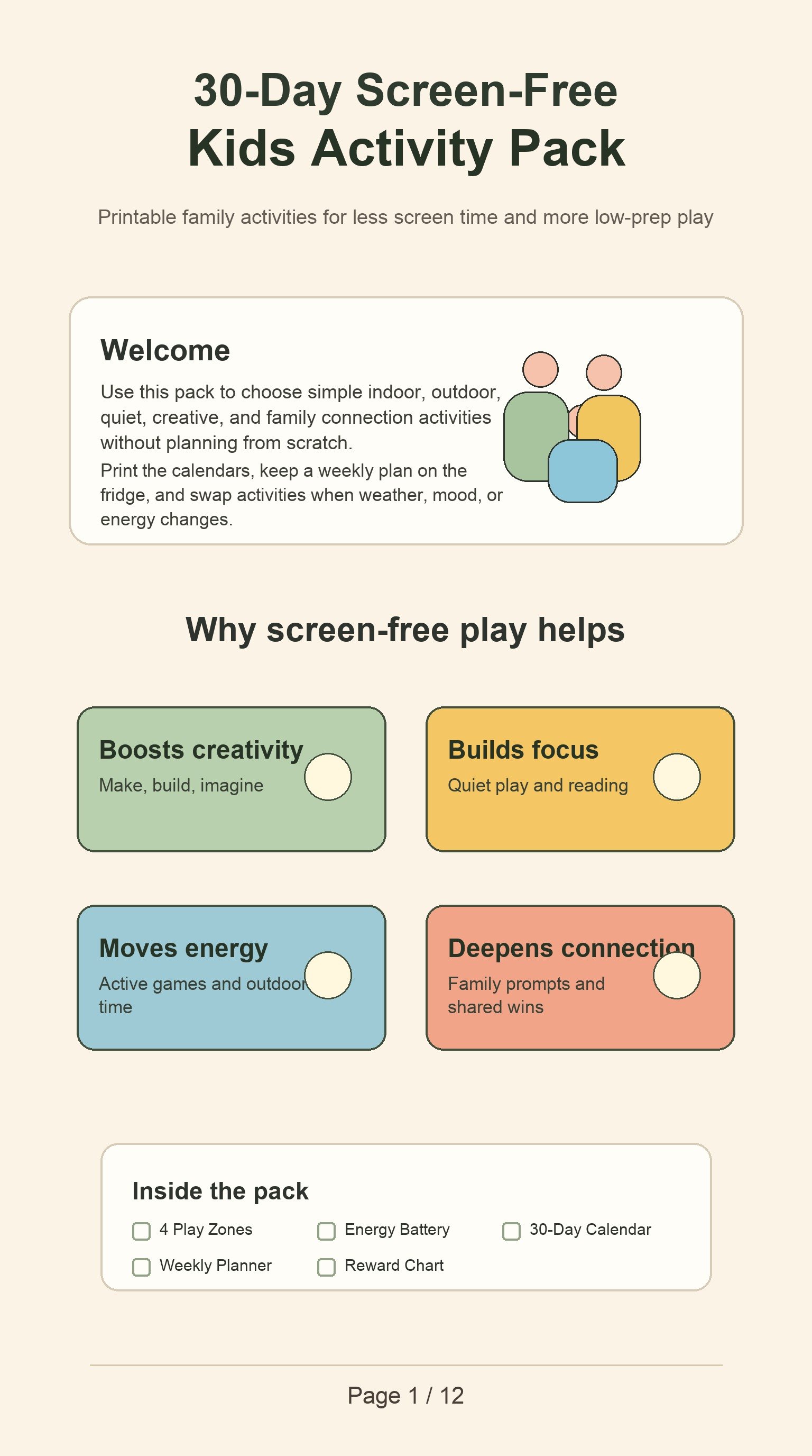 30-Day Screen-Free Kids Activity Pack Cover & Big Idea preview