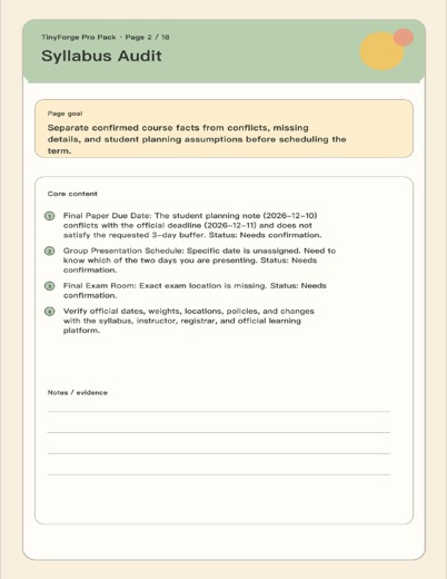 Syllabus-to-Semester Study System Pro Pack Syllabus Audit preview