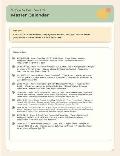 Syllabus-to-Semester Study System Pro Pack Grading Structure preview