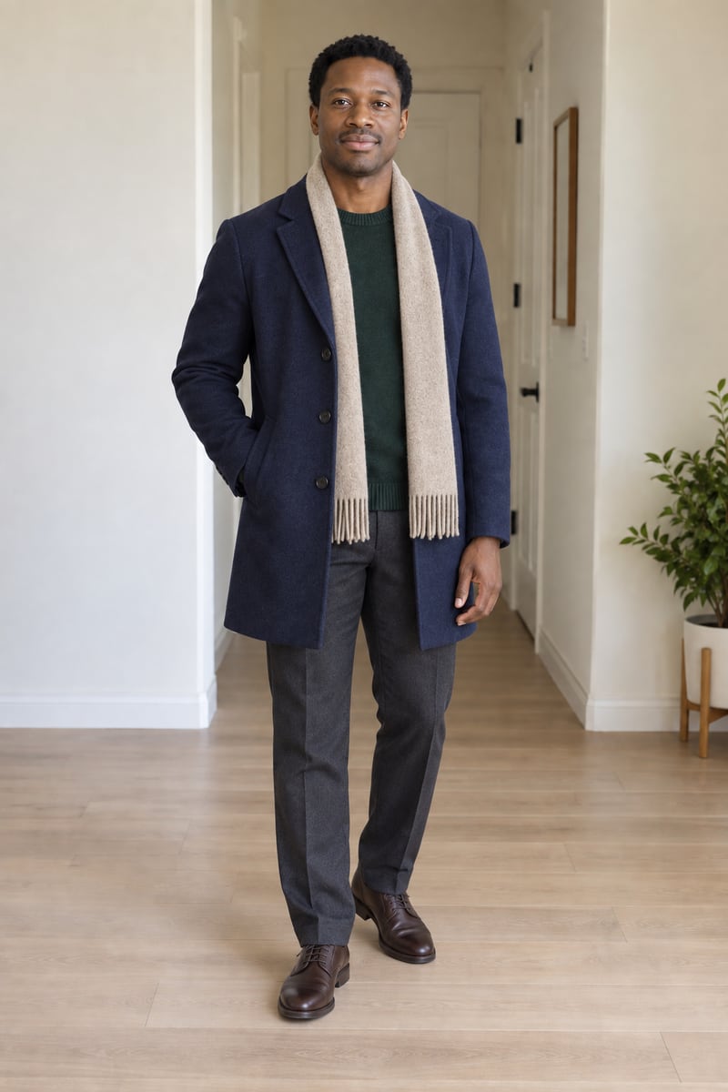 Winter scarf tailoring: AI style example after makeover