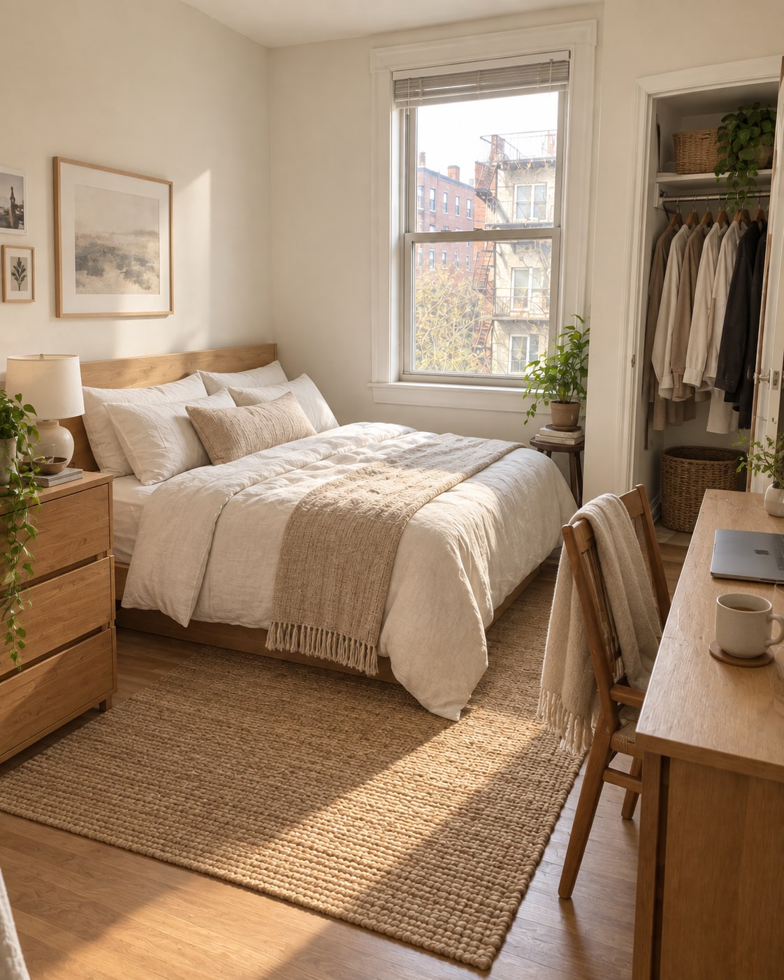 Japandi Small Bedroom Refresh: AI style example after makeover