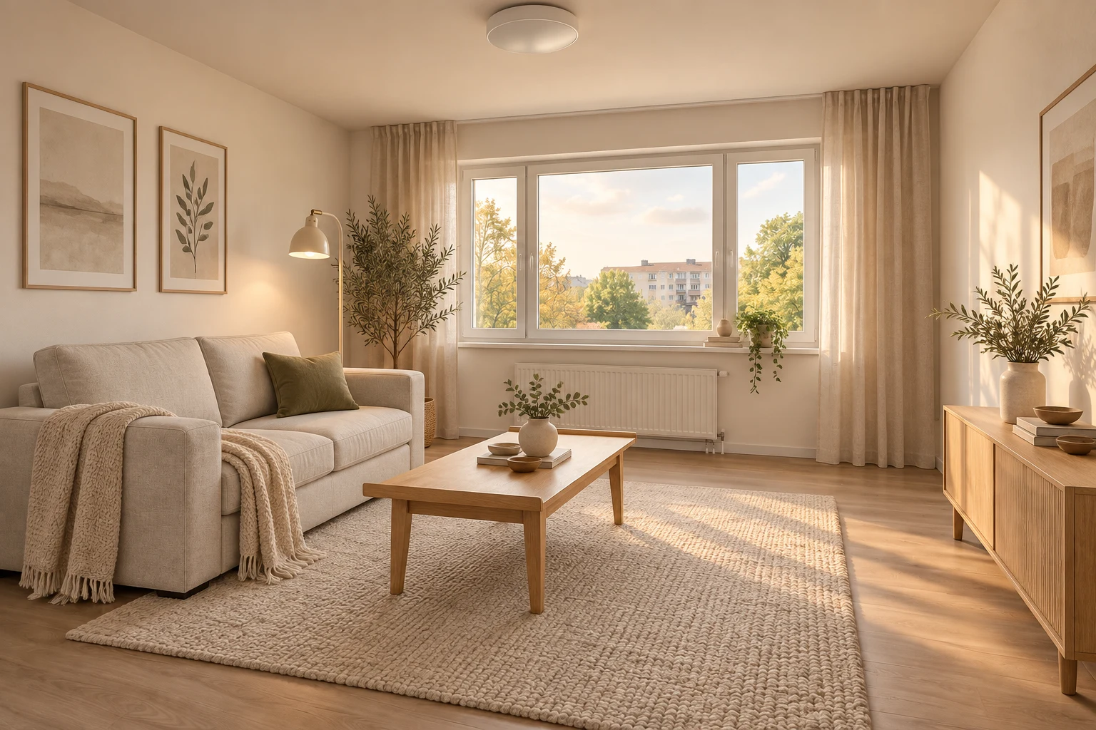 From a plain room to a space worth coming home to.: AI style example after makeover